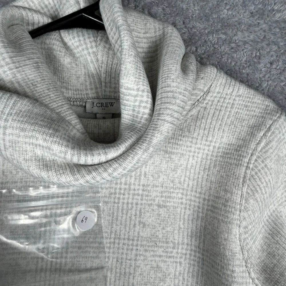 J. Crew Women's Size Small Gray Plaid Cowl Neck‎ Long Sleeve Sweater Top